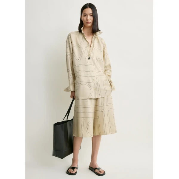 Totême Classic Embroidered Shirt Ivory - Tops - Scandinavian Minimalist Luxury at Coveti
