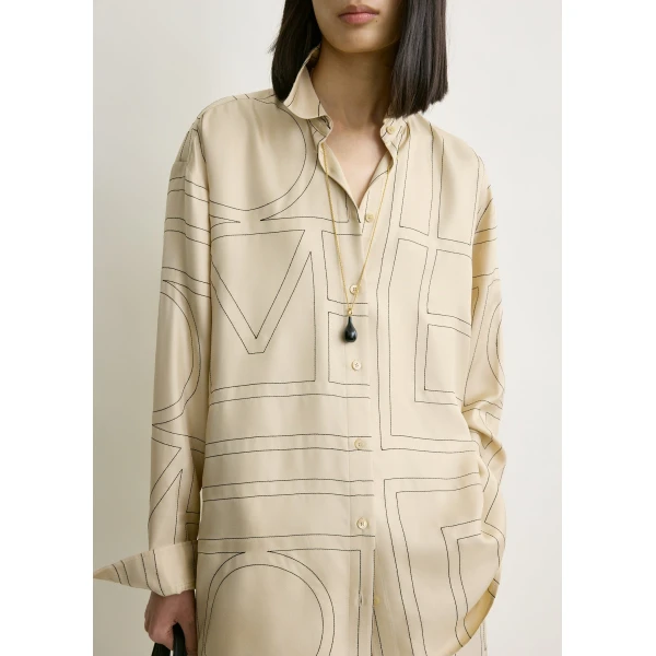 Totême Classic Embroidered Shirt Ivory - Tops - Scandinavian Minimalist Luxury at Coveti