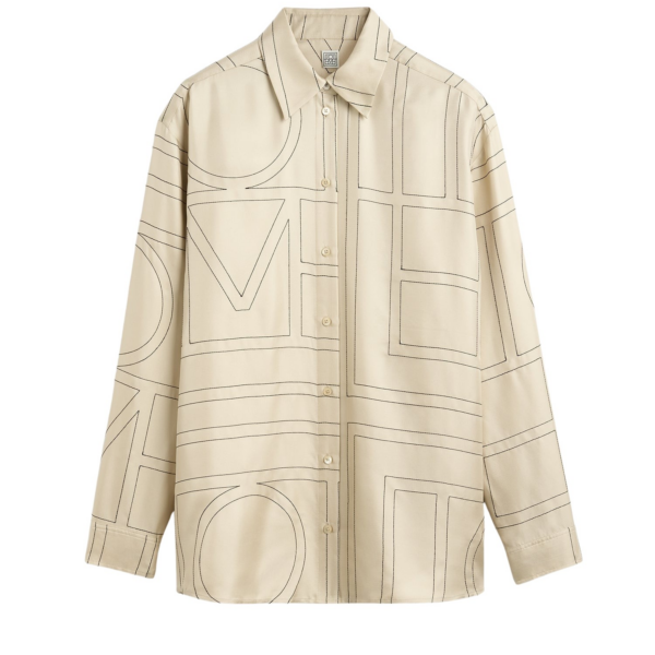 Totême Classic Embroidered Shirt Ivory - Tops - Scandinavian Minimalist Luxury at Coveti