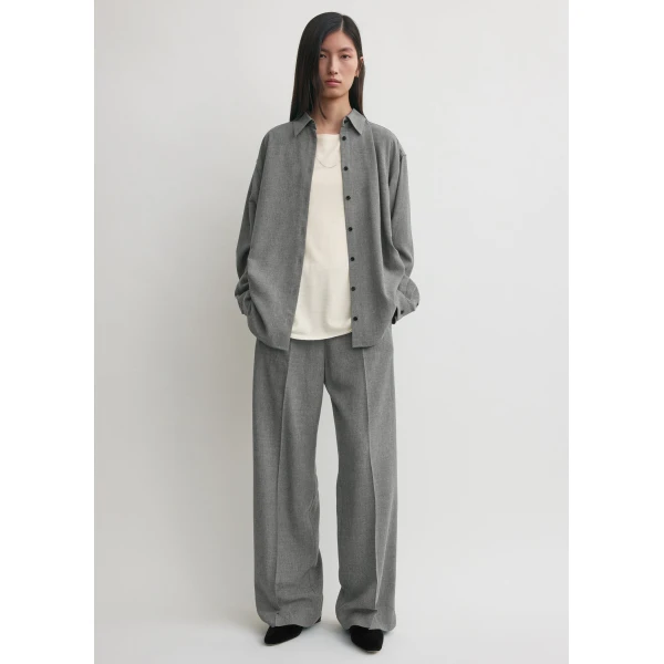 Totême Classic Fluid Shirt Mid Grey - Tops - Scandinavian Minimalist Luxury at Coveti