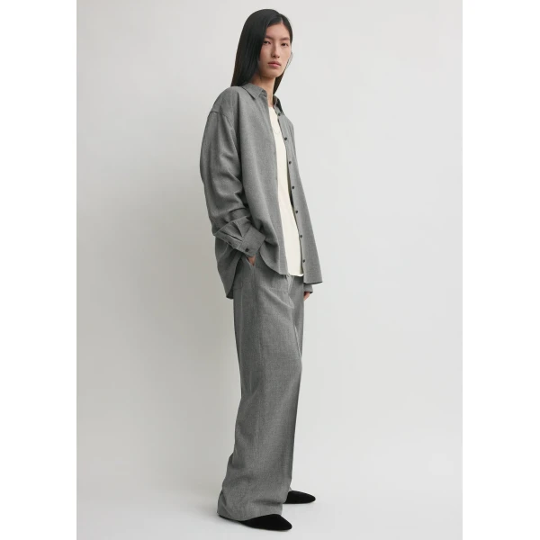 Totême Classic Fluid Shirt Mid Grey - Tops - Scandinavian Minimalist Luxury at Coveti