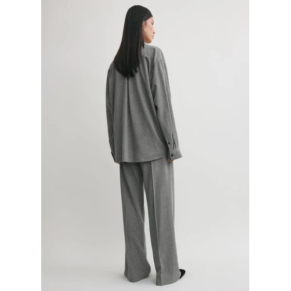 Totême Classic Fluid Shirt Mid Grey - Tops - Scandinavian Minimalist Luxury at Coveti