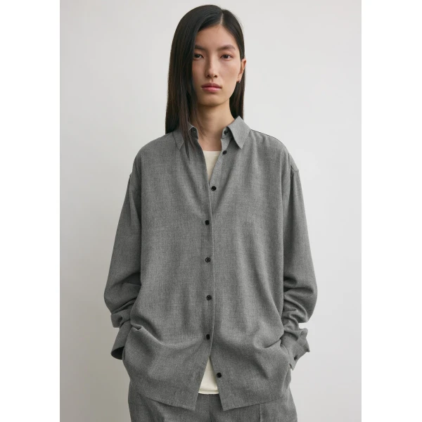 Totême Classic Fluid Shirt Mid Grey - Tops - Scandinavian Minimalist Luxury at Coveti