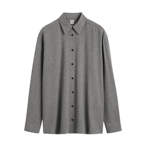 Totême Classic Fluid Shirt Mid Grey - Tops - Scandinavian Minimalist Luxury at Coveti