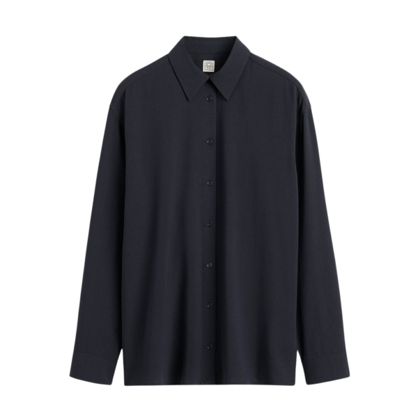 Totême Classic Fluid Shirt Navy - Tops - Scandinavian Minimalist Luxury at Coveti