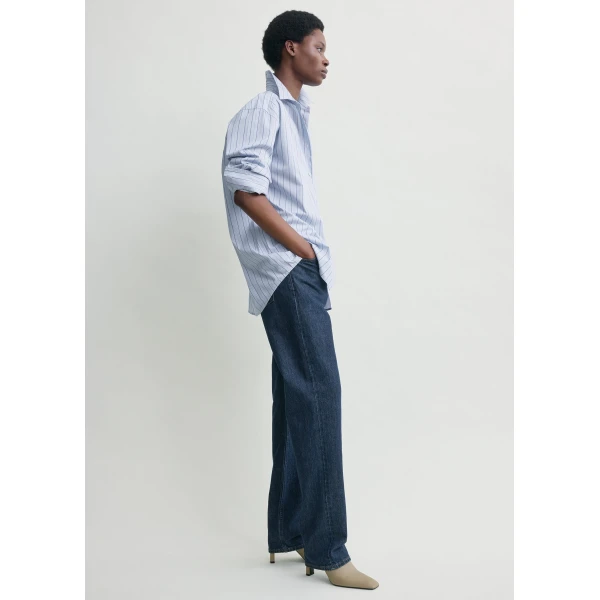 Totême Classic Stripe Shirt Ice/Azure - Tops - Scandinavian Minimalist Luxury at Coveti