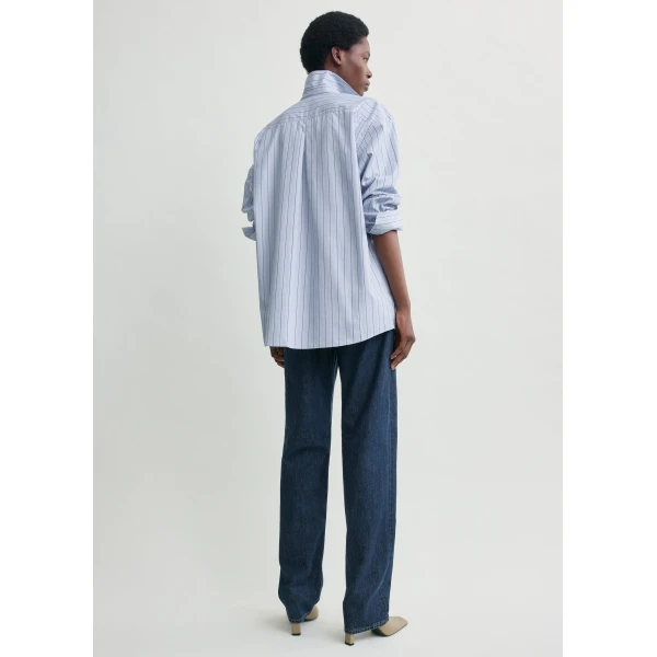 Totême Classic Stripe Shirt Ice/Azure - Tops - Scandinavian Minimalist Luxury at Coveti
