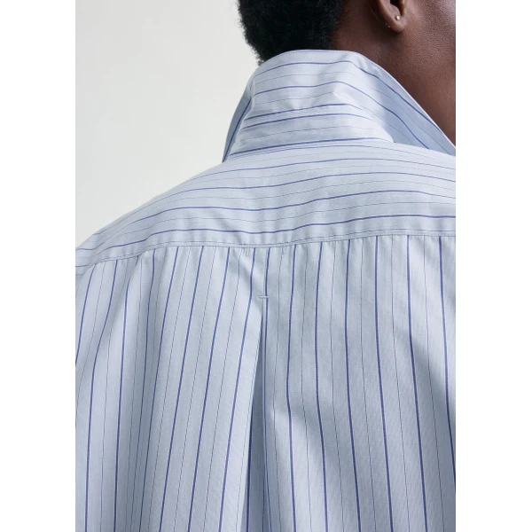 Totême Classic Stripe Shirt Ice/Azure - Tops - Scandinavian Minimalist Luxury at Coveti