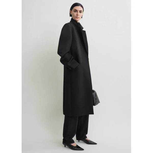 Totême Classic Tailored Coat Black - Coats - Scandinavian Minimalist Luxury at Coveti