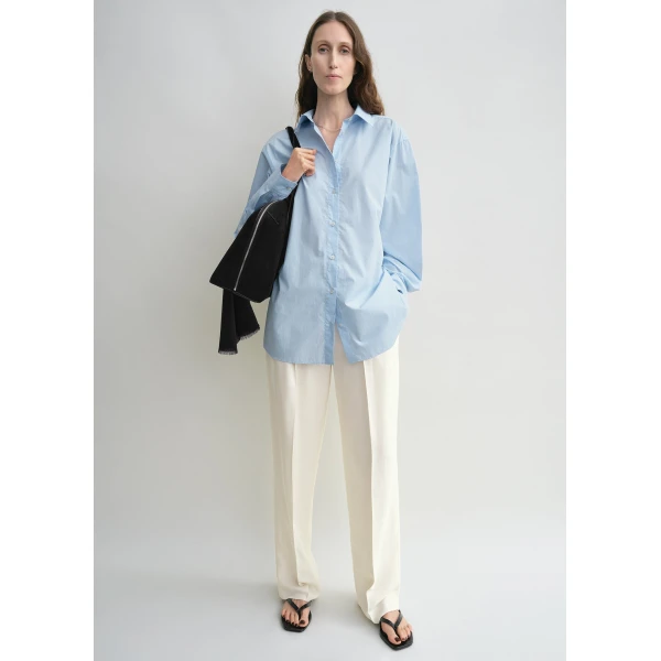 Totême Classic Tumbled Shirt Sky - Tops - Scandinavian Minimalist Luxury at Coveti