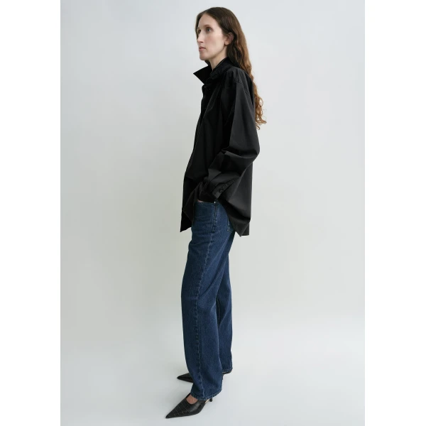 Totême Classic Tumbled Shirt Washed Black - Tops - Scandinavian Minimalist Luxury at Coveti