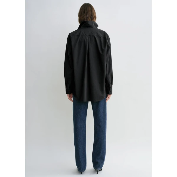 Totême Classic Tumbled Shirt Washed Black - Tops - Scandinavian Minimalist Luxury at Coveti