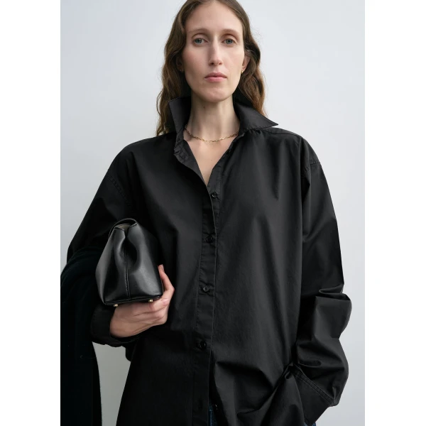 Totême Classic Tumbled Shirt Washed Black - Tops - Scandinavian Minimalist Luxury at Coveti