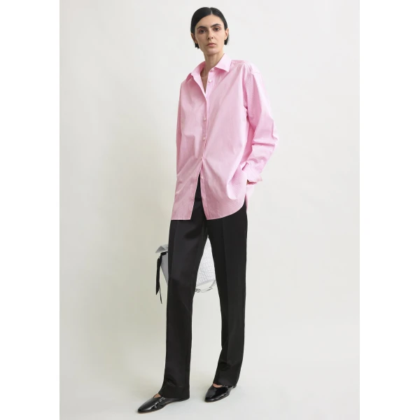 Totême Classic Tumbled Striped Shirt White/Bloom - Tops - Scandinavian Minimalist Luxury at Coveti
