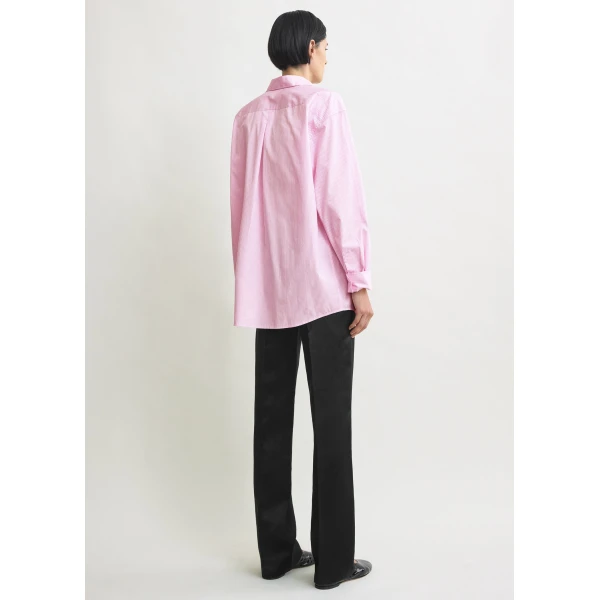 Totême Classic Tumbled Striped Shirt White/Bloom - Tops - Scandinavian Minimalist Luxury at Coveti