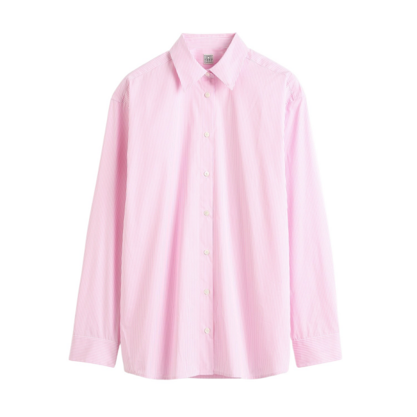 Totême Classic Tumbled Striped Shirt White/Bloom - Tops - Scandinavian Minimalist Luxury at Coveti