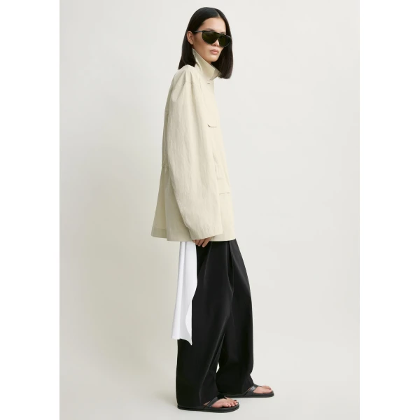 Totême Collared Drawstring Jacket Oyster - Jackets - Scandinavian Minimalist Luxury at Coveti