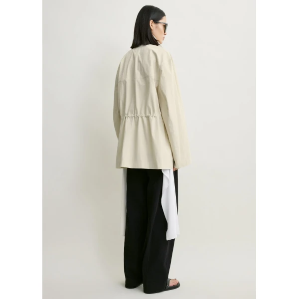 Totême Collared Drawstring Jacket Oyster - Jackets - Scandinavian Minimalist Luxury at Coveti