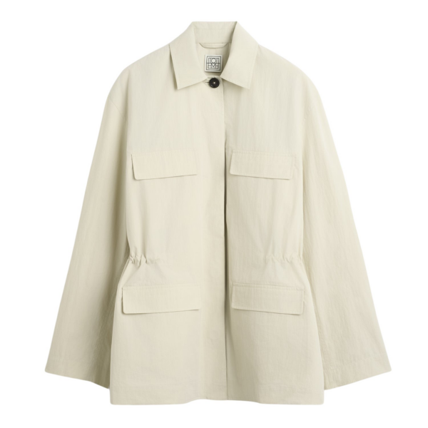 Totême Collared Drawstring Jacket Oyster - Jackets - Scandinavian Minimalist Luxury at Coveti
