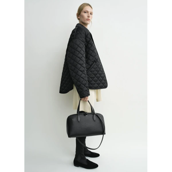 Totême Collared Quilted Jacket Black - Jackets - Scandinavian Minimalist Luxury at Coveti