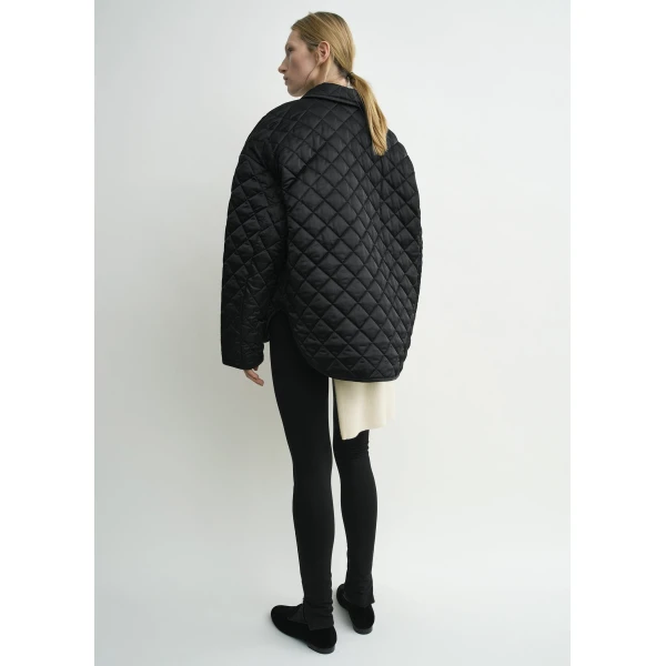 Totême Collared Quilted Jacket Black - Jackets - Scandinavian Minimalist Luxury at Coveti