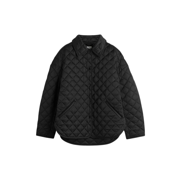 Totême Collared Quilted Jacket Black - Jackets - Scandinavian Minimalist Luxury at Coveti