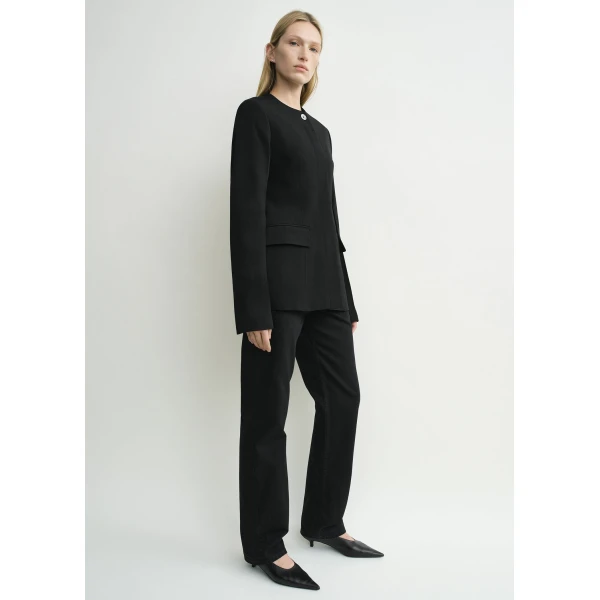 Totême Collarless Evening Jacket Black - Jackets - Scandinavian Minimalist Luxury at Coveti