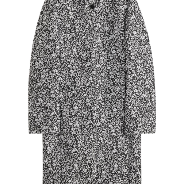 Totême Collarless Floral Coat White/Black - Coats - Scandinavian Minimalist Luxury at Coveti