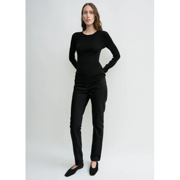 Totême Compact Cotton Top Black - Tops - Scandinavian Minimalist Luxury at Coveti