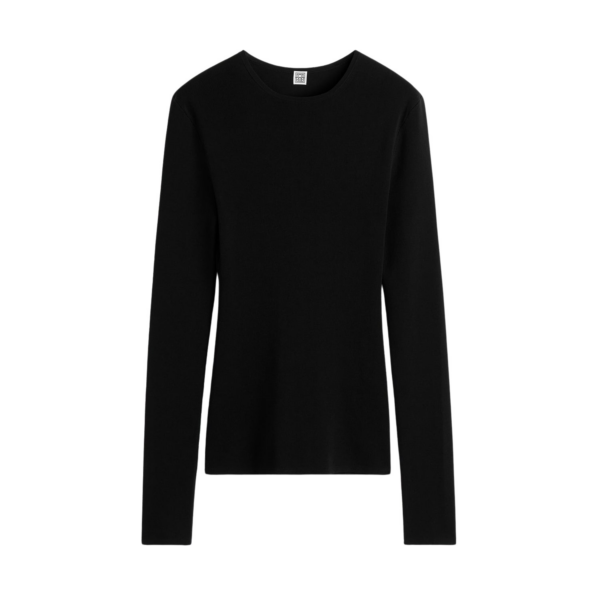 Totême Compact Cotton Top Black - Tops - Scandinavian Minimalist Luxury at Coveti
