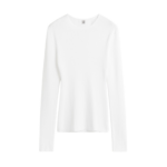 Totême Compact Cotton Top White - Tops - Scandinavian Minimalist Luxury at Coveti