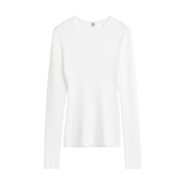 Totême Compact Cotton Top White - Tops - Scandinavian Minimalist Luxury at Coveti