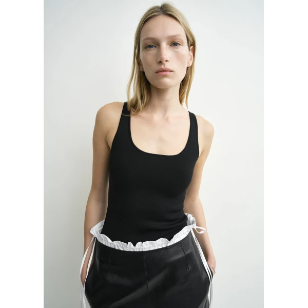 Totême Compact Knit Tank Black - Tops - Scandinavian Minimalist Luxury at Coveti