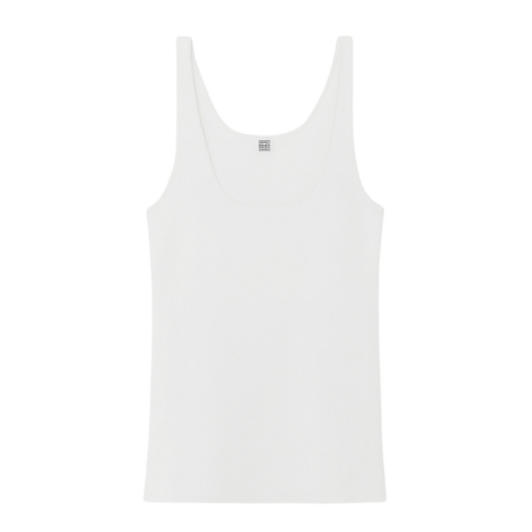 Totême Compact Knit Tank White - Tops - Scandinavian Minimalist Luxury at Coveti