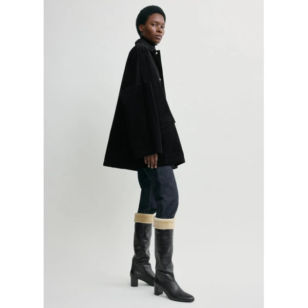 Totême Cord Overshirt Jacket Black - Jackets - Scandinavian Minimalist Luxury at Coveti