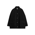 Totême Cord Overshirt Jacket Black - Jackets - Scandinavian Minimalist Luxury at Coveti