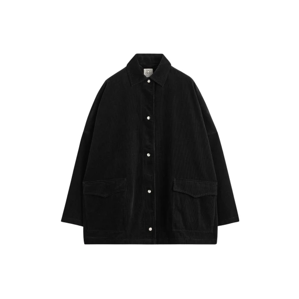 Totême Cord Overshirt Jacket Black - Jackets - Scandinavian Minimalist Luxury at Coveti