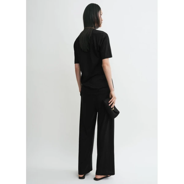 Totême Cotton Silk PJ Bottoms Black - Loungewear - Scandinavian Minimalist Luxury at Coveti