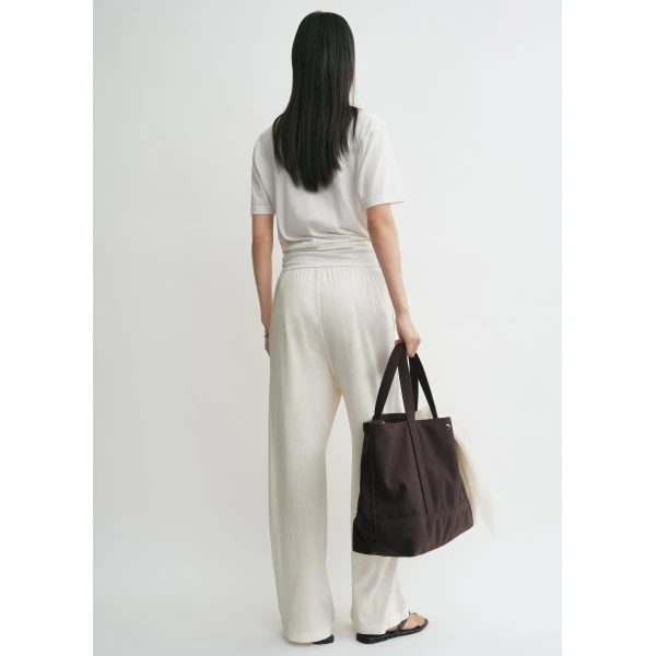 Totême Cotton Silk PJ Bottoms Off-White - Loungewear - Scandinavian Minimalist Luxury at Coveti