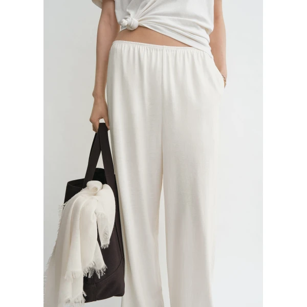 Totême Cotton Silk PJ Bottoms Off-White - Loungewear - Scandinavian Minimalist Luxury at Coveti