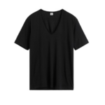Totême Cotton Silk Tee Black - Tops - Scandinavian Minimalist Luxury at Coveti