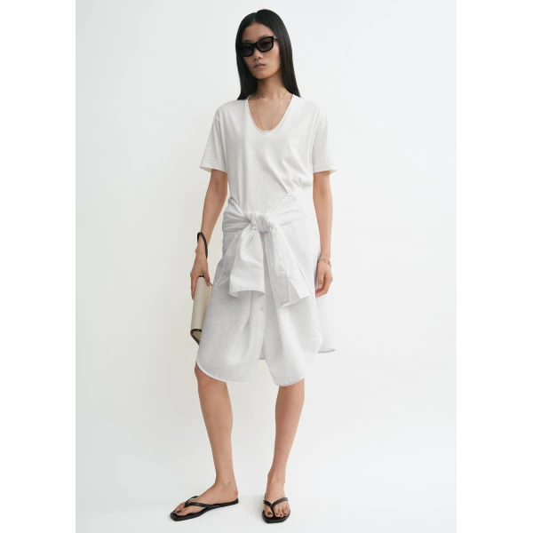 Totême Cotton Silk Tee Off-White - Tops - Scandinavian Minimalist Luxury at Coveti