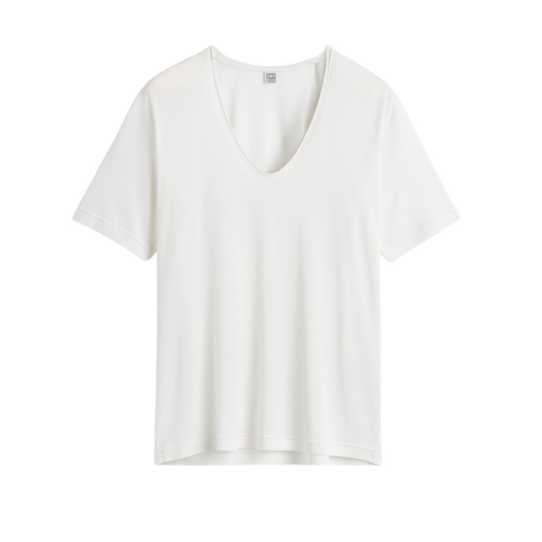 Totême Cotton Silk Tee Off-White - Tops - Scandinavian Minimalist Luxury at Coveti