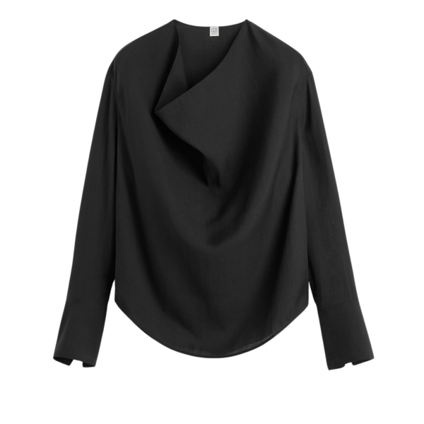 Totême Cowl Blouse Black - Tops - Scandinavian Minimalist Luxury at Coveti