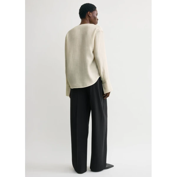 Totême Cowl Blouse Ecru - Tops - Scandinavian Minimalist Luxury at Coveti