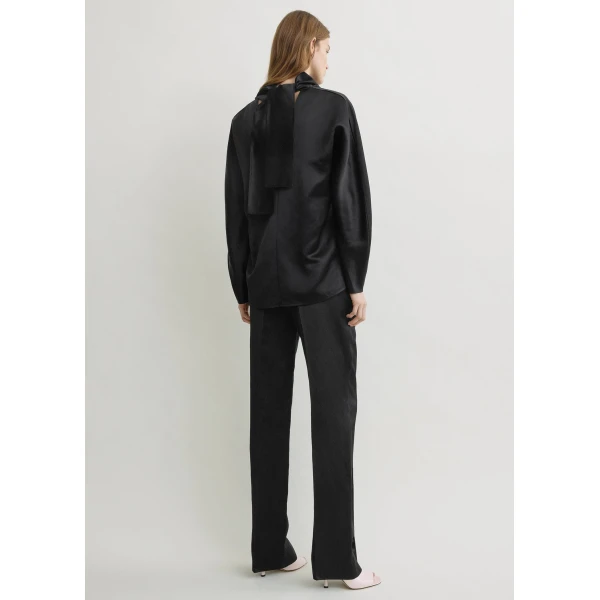 Totême Cowl Neck Blouse Black - Tops - Scandinavian Minimalist Luxury at Coveti