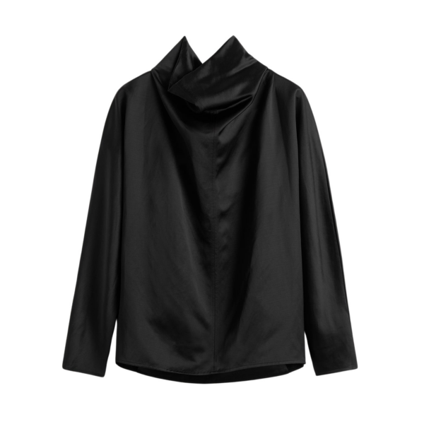 Totême Cowl Neck Blouse Black - Tops - Scandinavian Minimalist Luxury at Coveti