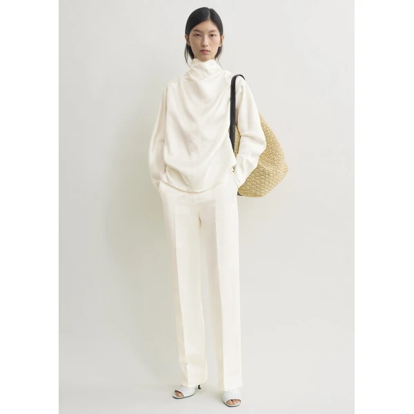 Totême Cowl Neck Blouse White - Tops - Scandinavian Minimalist Luxury at Coveti