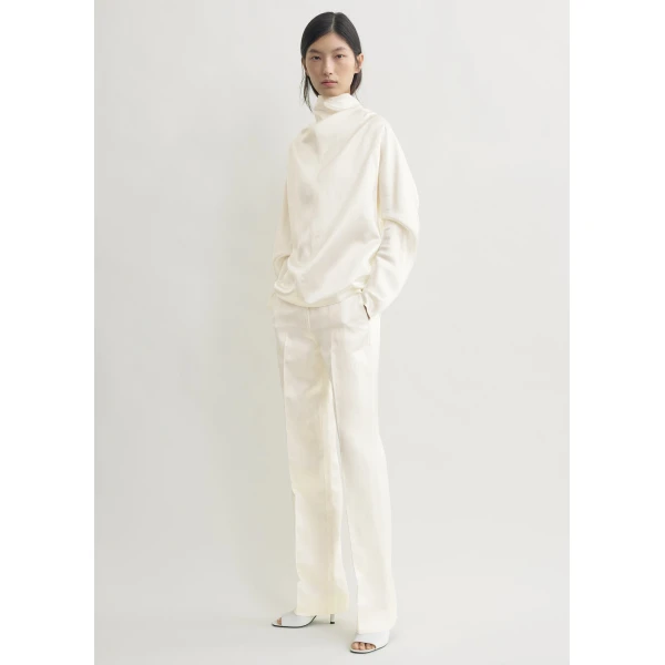 Totême Cowl Neck Blouse White - Tops - Scandinavian Minimalist Luxury at Coveti