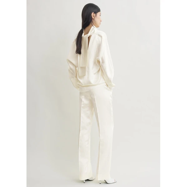 Totême Cowl Neck Blouse White - Tops - Scandinavian Minimalist Luxury at Coveti